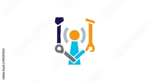 Abstract illustration of communication and network technologies on white background