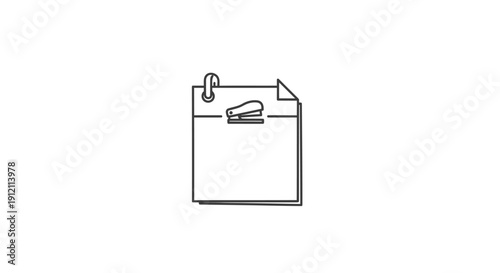 Stapled paper with hole puncher illustration for office documentation concept