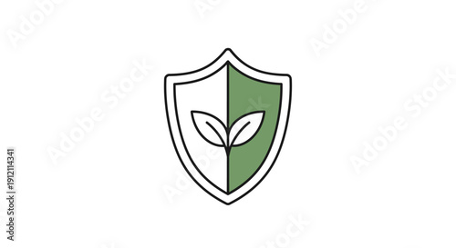 Shield emblem with leaves vector illustration representing protection and nature
