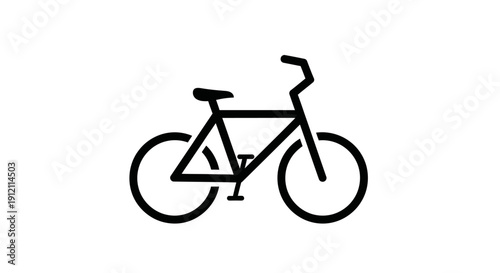 Minimalist black bicycle silhouette on white background for design and concept