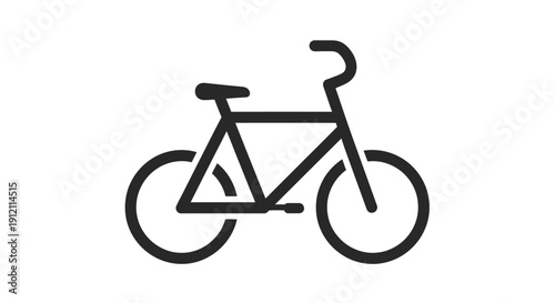 Minimalist bicycle illustration black outline on white background
