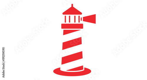 Red and white lighthouse vector illustration isolated on white background