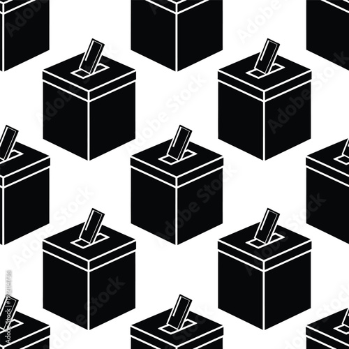 Voting Boxes with Ballots Patterned Illustration