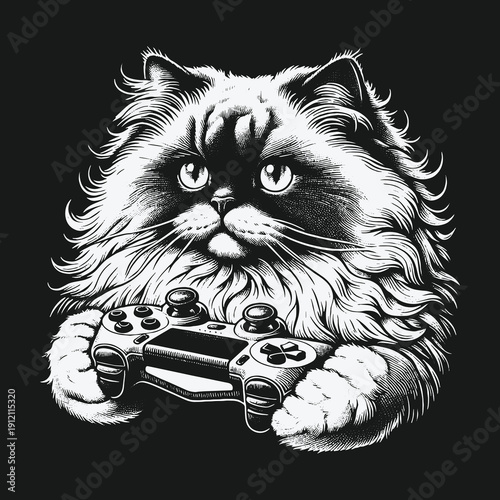Determined Gamer Cat: A Feline Focused on Victory.
