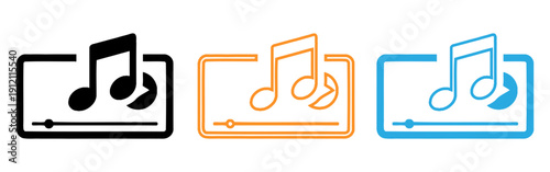 Colorful music note icons on white background