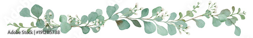 Photos Watercolor Eucalyptus and Baby's Breath Border Line: Elegant Floral Divider for
