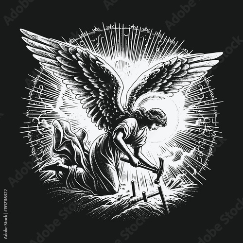 Angel of Creation: A Divine Being Forging Reality with Light.