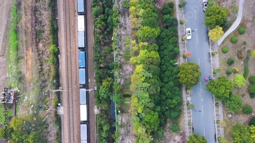 Wallpaper Mural Aerial Train Through Forested Suburban Landscape Torontodigital.ca