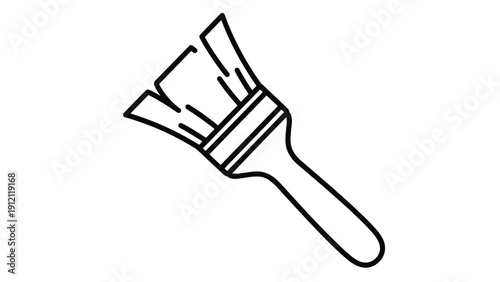 Black and white line art illustration of a paintbrush used for painting and artistic creation.