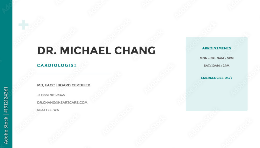 Obraz premium Medical Professional Teal Healthcare Business Card