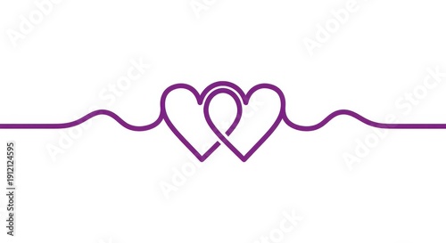 A purple line with two intertwined hearts