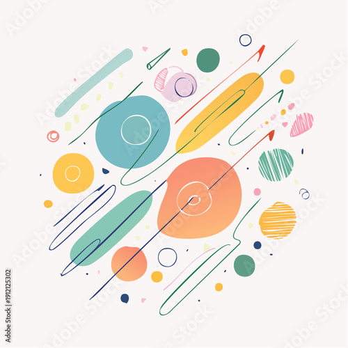 Abstract Geometric Shapes and Lines on a Light Background