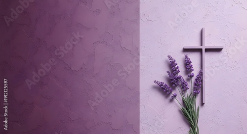 Good friday reflection with cross and lavender symbolism