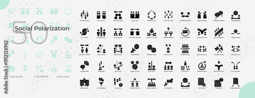 Social Polarization Solid Editable Icons set