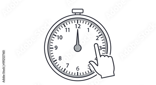 Simple stopwatch illustration showing a hand pressing the start stop button