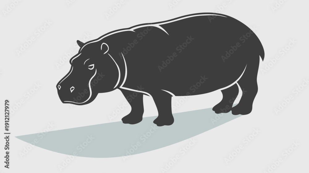 Obraz premium Flat Vector Hippopotamus Illustration for Wildlife and Zoo Design