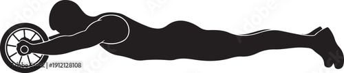 Silhouette of person using ab roller for core workout exercise fitness core strength