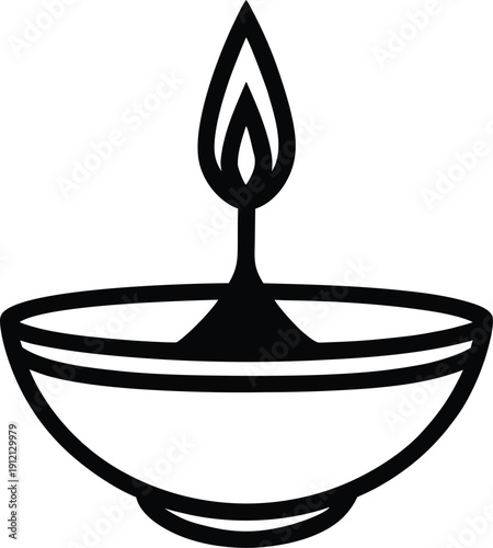 Diya Oil Lamp Icon Vector Illustration