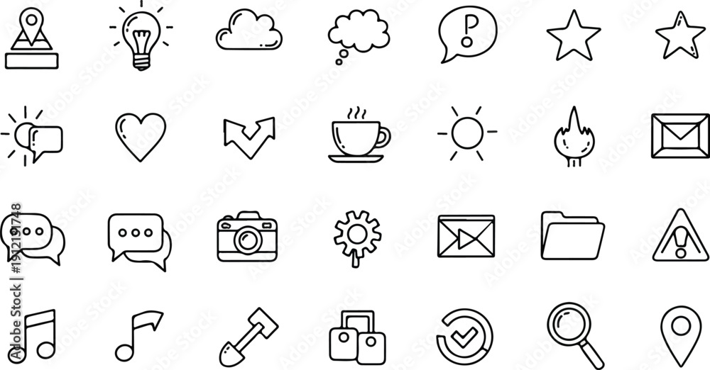 Fototapeta premium Hand Drawn Small Minimal Icon Doodle Collection