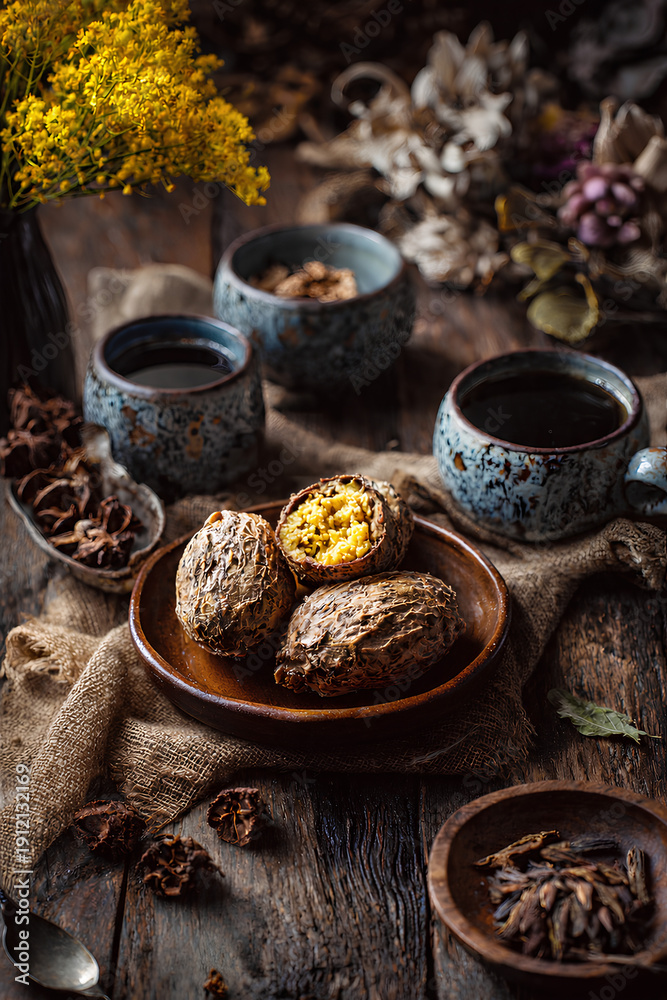 Fototapeta premium still life with coffee and sweets