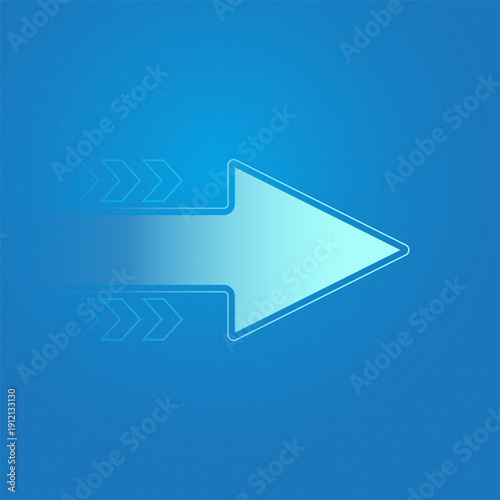 The Big pointing forward of arrow shows the rising upward symbolize finance progress and focus on long-term goal achievement. vector illustration