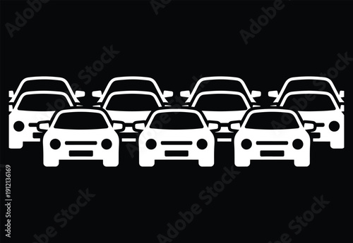 Cars icon set. Traffic jam , automobile, car, driving, transport. Auto symbol on white background - stock vector.