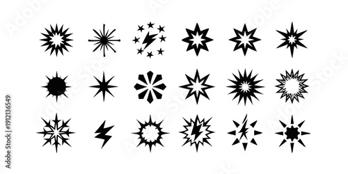 A collection of intricate black and white starburst patterns and designs Vector