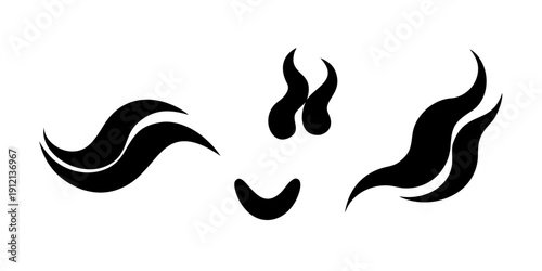 Abstract black and white illustration of a smiling face with wavy lines Vector