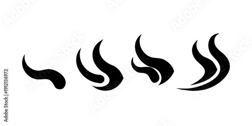 A series of four abstract symbols with varying shapes and sizes. Vector