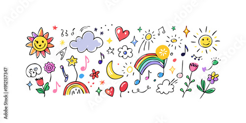 A vibrant and colorful array of diverse objects and symbols. Vector