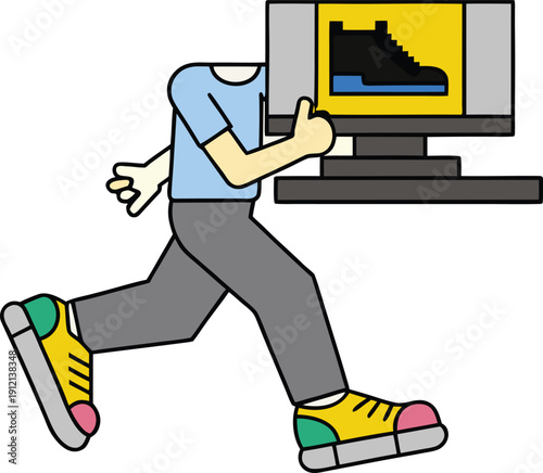 Pixel Art Fast Running Shoes Checkout Ecommerce Concept,