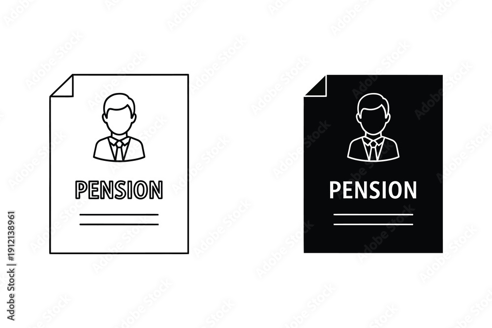 Obraz premium Pension documents with man icon in flat design vector illustration