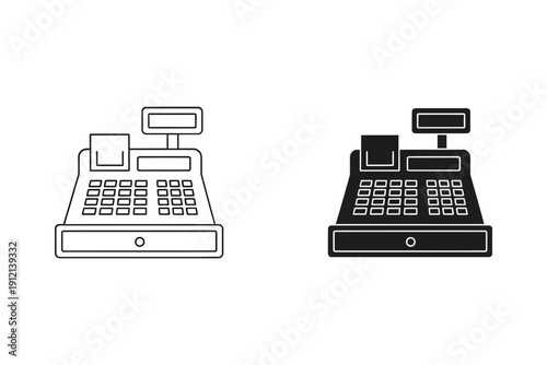 Cash Register Icons in Flat Design Vector Illustration