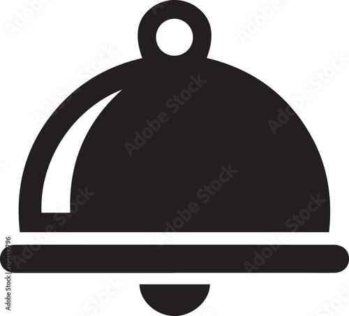 Food service silver cloche platter icon silhouette for restaurant vector line art design