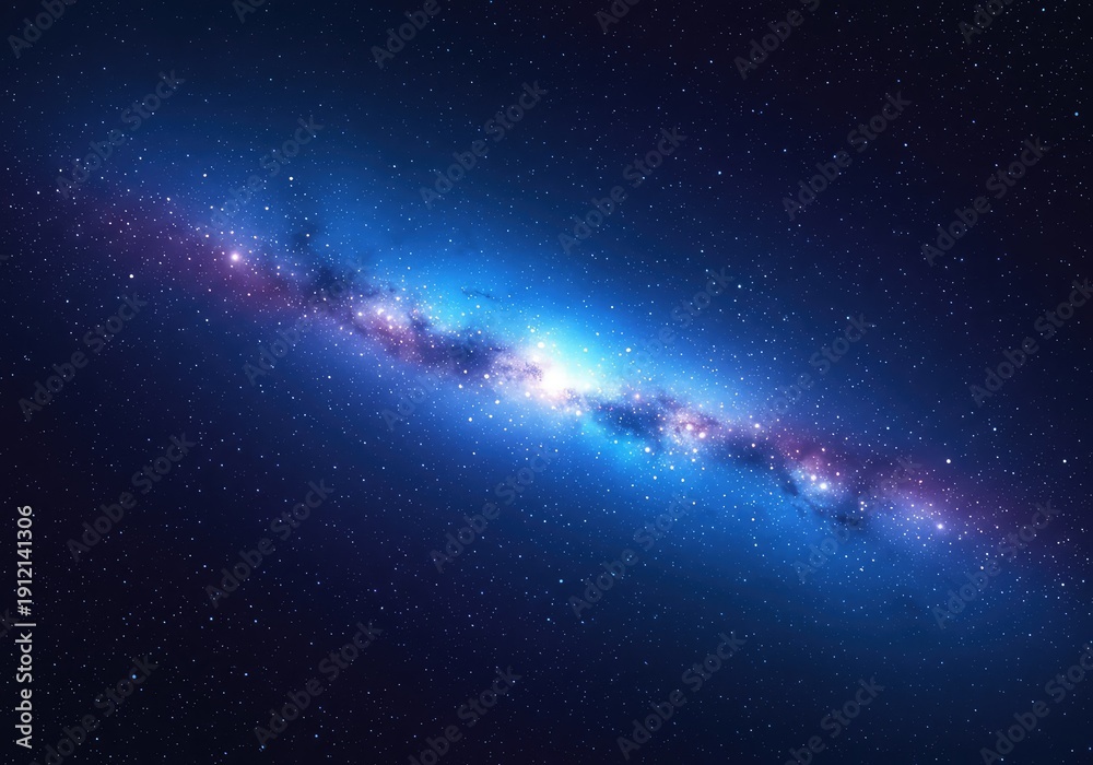 Fototapeta premium Deep abstract blue and purple background representing infinite space and timeless eternity. Vast cosmic backdrop with shimmering starlight ,universe ,wide ,vast