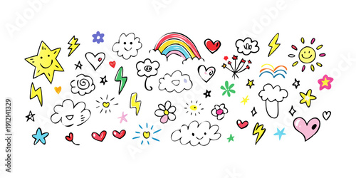 A delightful array of diverse cartoon animals and objects in a playful setting Vector