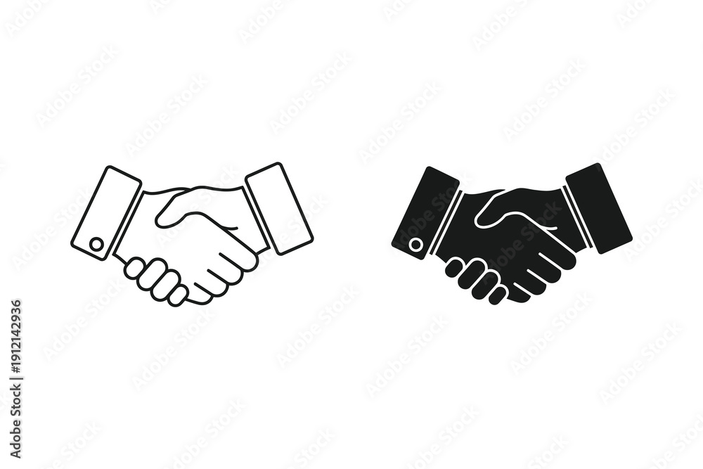 Fototapeta premium Handshake Agreement Business Partnership Flat Design Vector Illustration