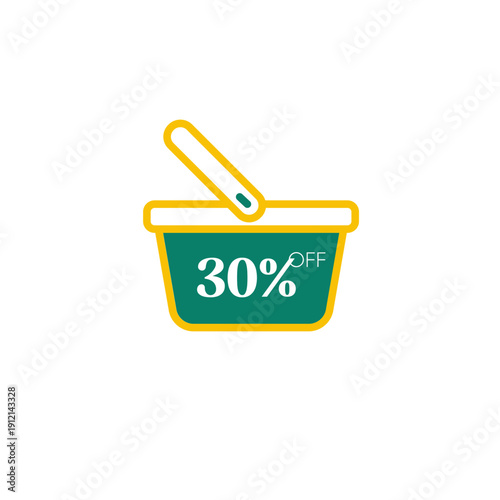 30 Percent Off Discount Basket Icon With Sale