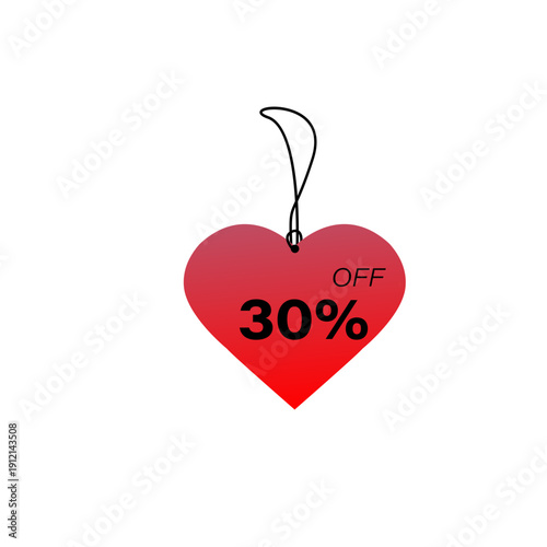30 Percent Off Heart Sale Tag Badge Icon