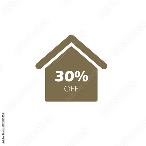 30 Percent Off House Icon With Sale