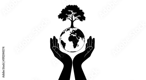 hands holding a globe with a tree on top symbolizing earth care and protection