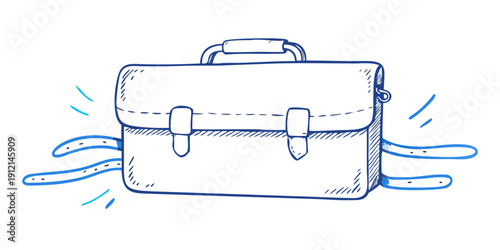 A vintage leather briefcase with two straps floating around it Vector