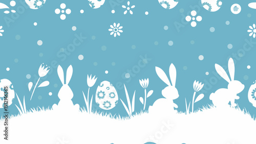 A whimsical winter scene with bunnies and snowflakes on a white background Vector