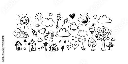 A diverse collection of icons representing various aspects of technology and communication. Vector