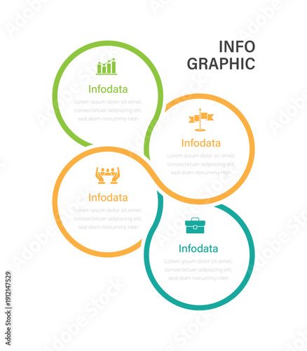 Infographic design template. 4 steps timeline journey. Process diagram, Infographic elements vector illustration.