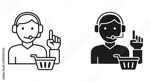 Customer service agents with headsets celebrating success vector illustration