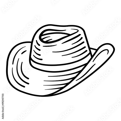 Cowboy Hat Icon in line style. Cowboy Hat sticker. Cute sticker. 