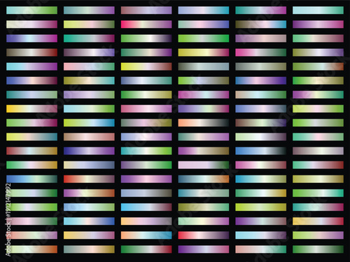 A vast assortment of glowing horizontal gradient rectangles creating a captivating colorful display on black