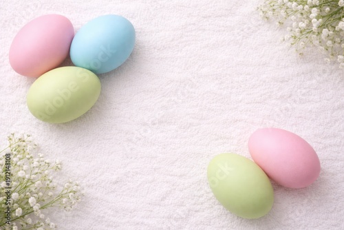 Wallpaper Mural easter eggs background top view. Easter celebration banner with empty space Torontodigital.ca