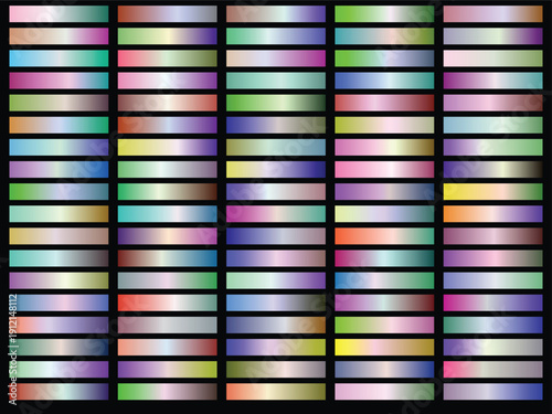 An extensive array of bright gradient rectangles showcasing a rich spectrum of colors on a dark background